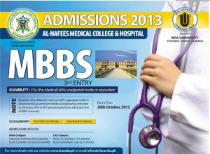 Al Nafees Medical College and Hospital Admission Notice 2013