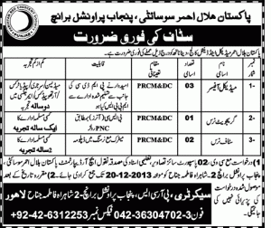 Medical Officer , Graduate Nurse , Staff Nurse Jobs In Pakistan Hilal-e-Ahmar Society Punjab Lahore