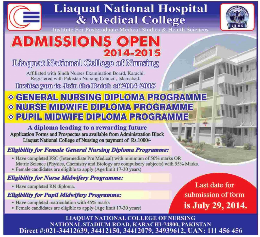 Admission Notice for Liaquat National Hospital & Medical College ...