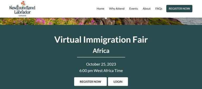 Virtual Immigration Fair Africa Newfoundland and Labrador 2023-2024